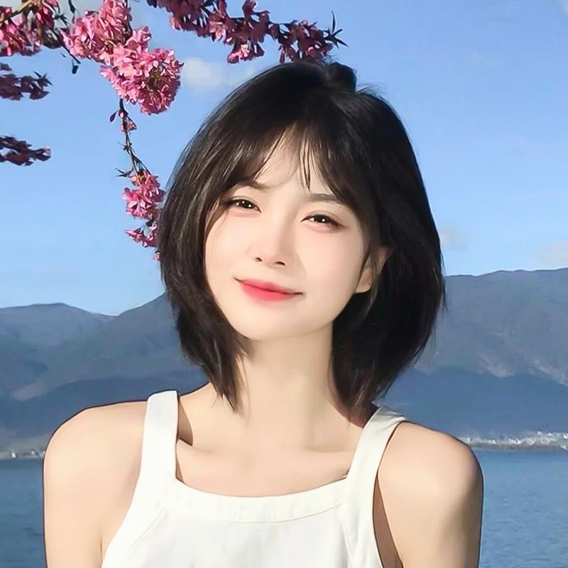 假发女短发夏季自然全头套式x日系仿真锁骨发造型圆脸中长款假发