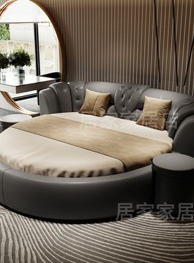欧式大圆床双人现代简约法式公主卧豪华浪漫圆形情侣Y民宿酒店婚