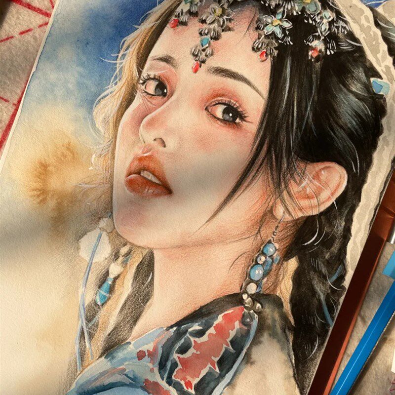 彩铅素描手绘画像定制代画人物绘画肖像画真人照片转手绘画画定制