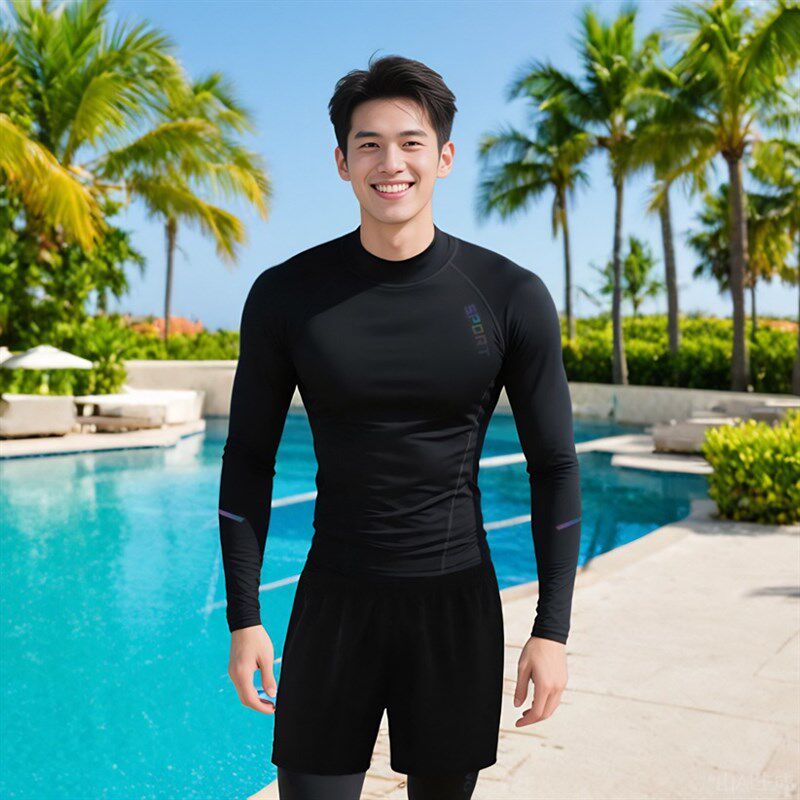 男士泳衣潜水服套装防晒长袖长裤全身水母服游泳冲浪浮潜分体游装