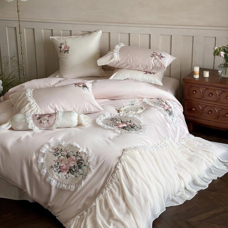 公主风新款100S长绒棉床单四件套全棉纯棉被套高级感法式床上用品,床上用品,床品套件/四件套/多件套,淘宝优惠券,粉丝福利购,淘宝优惠卷
