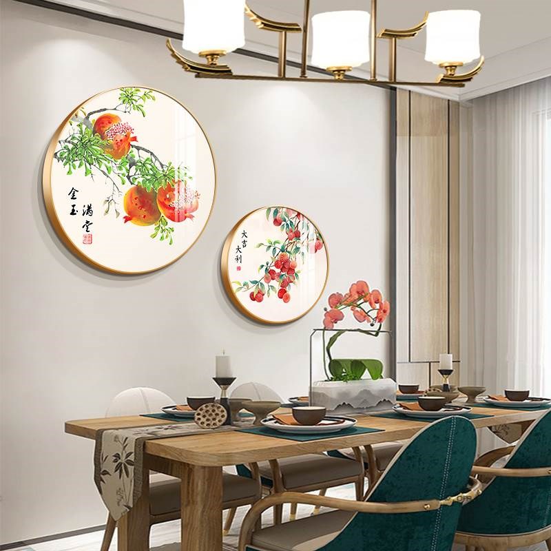 家庭家用餐厅装饰画新中式餐厅墙面装饰饭店墙壁饭厅挂画春耕图图片
