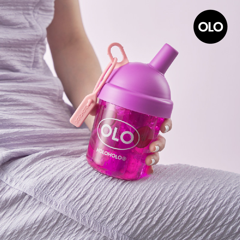 holohoflo奶茶杯夏季儿童水杯简约女生高颜值咖啡杯便携粗吸管杯