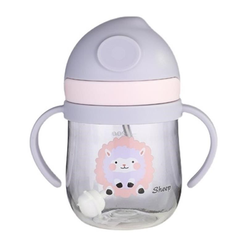 宝宝学饮杯儿童水杯夏季宝宝喝奶吸管杯带手柄两岁幼儿园喝水杯子