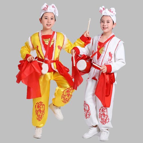 六一儿童安塞腰鼓服学生秧歌服喜庆中国风少儿演出民族打鼓表演服