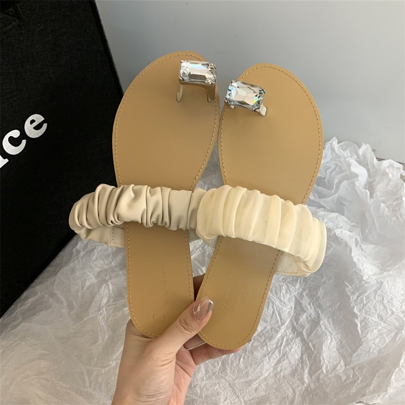 平底法式小凉拖气质水钻拖鞋仙女鞋子外穿2024年新款夏季沙滩凉鞋