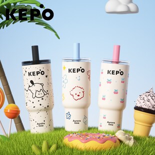 KEPO保温杯女生高颜值吸管杯大容量水杯车载P便携随行杯子礼物新