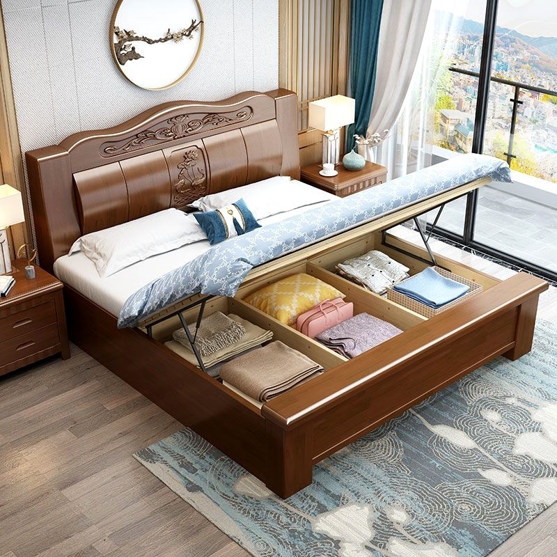 加厚实木床2米2.2米超厚实木大床床双人1.8x2米主卧床中式1.5米床