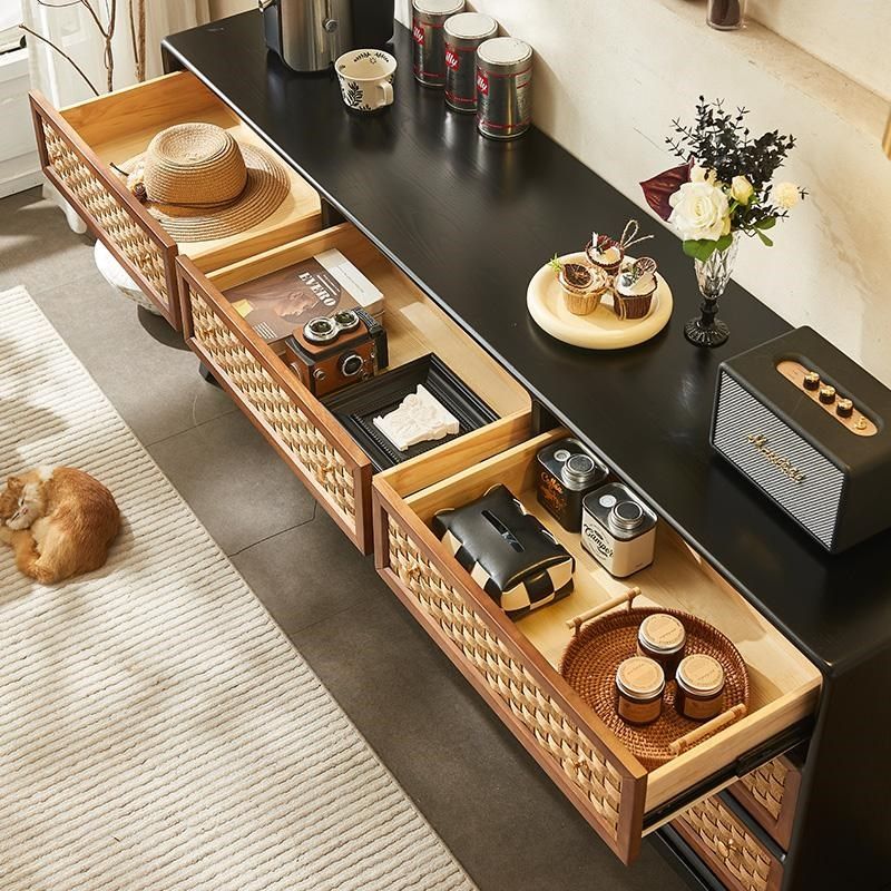 侘寂风日式复古实木藤编九斗柜餐边D柜抽屉收纳柜储物柜子玄关柜,住宅家具,斗柜,淘宝优惠券,粉丝福利购,淘宝优惠卷