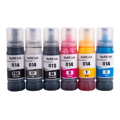 NBN适用Epson 爱普生013 014墨水L8168 L8188喷墨打印机 六色黑色
