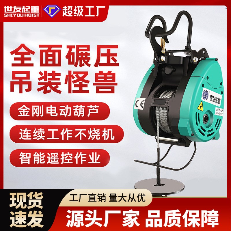 小金刚电动葫芦220v双孔家用吊机小型悬挂吊机快速式卷扬机提升机
