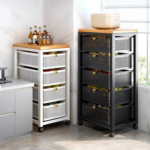 厨房置物架落地多层果蔬菜篮子收纳架抽拉式多功能夹缝零食储物架