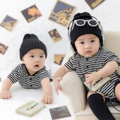 你好周杰伦海报胶片风男女宝宝儿童摄影服装 道具T黑白简约室内拍