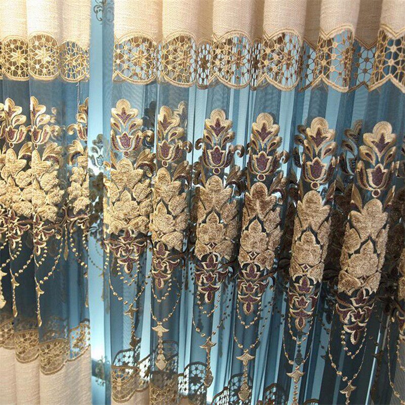 欧式镂空水溶绣花窗帘成品客厅奢华大气简约现代卧室W半遮光布窗