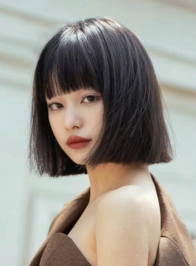一刀切假发全头套女真发全真人发无痕隐形自然黑色短发假发套造型
