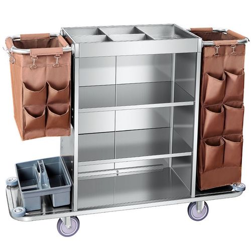 酒店宾馆客房不锈钢多功能手推布草车保洁清洁车客房口工作服务车