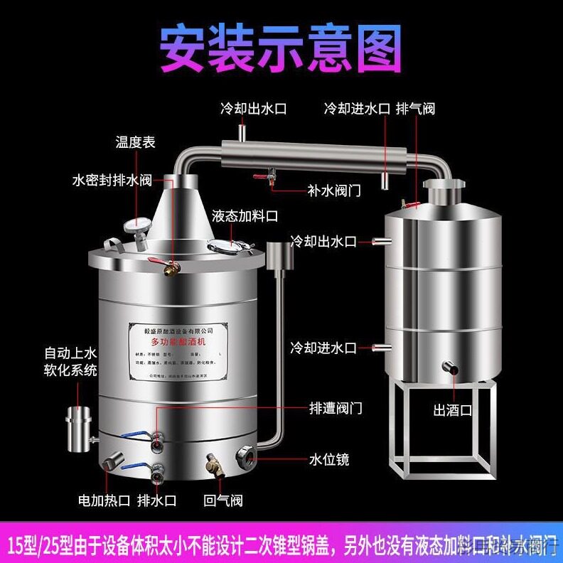 直销酿酒机蒸酒器酿酒设备大型烤酒烧酒小型酒坊家用商用白酒柴火