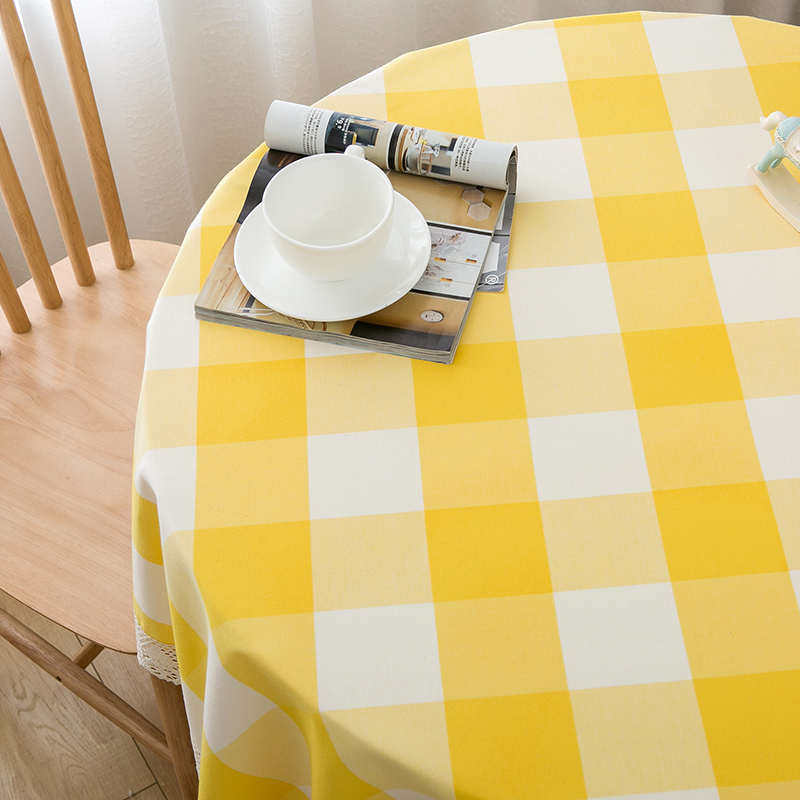 格子圆桌布田园风蕾丝花边文艺棉麻布艺小清新简约台布茶几布盖巾,居家布艺,桌布,淘宝优惠券,粉丝福利购,淘宝优惠卷