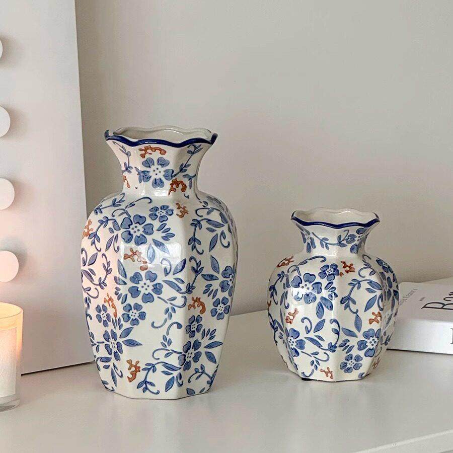 新中式高级感青花瓷陶瓷小花瓶客厅玄关装饰品摆件复古鲜花插花器,家居饰品,花瓶,淘宝优惠券,粉丝福利购,淘宝优惠卷