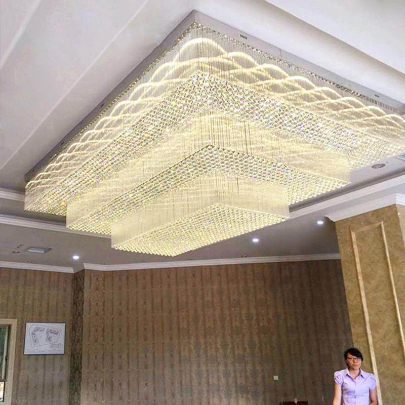 酒店装饰水晶灯宴会厅大堂吸顶灯酒店销售部珠宝店矩形工程灯,家装灯饰光源,酒店/宴会厅/餐饮吊灯,淘宝优惠券,粉丝福利购,淘宝优惠卷