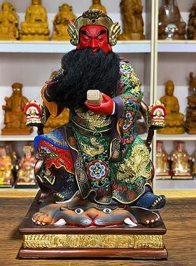 香樟木雕关公像关二爷神像定制国风关帝圣君佛像中式客厅人物摆件