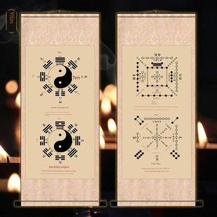 伏羲周文王画像先天后天八卦河图洛书国画装饰卷轴挂画