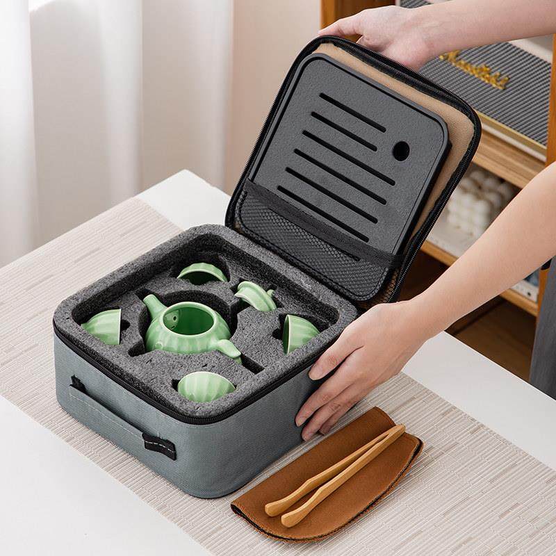 旅行茶具套装便携式户外陶瓷含茶盘功夫露营泡茶定制logo商务礼品,餐饮具,旅行茶具,淘宝优惠券,粉丝福利购,淘宝优惠卷