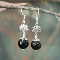 天然黑瑪瑙耳環(huán)女復(fù)古民族風(fēng)飾品