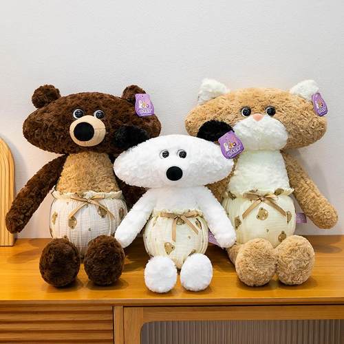 网红长条白狗毛绒陪睡抱枕