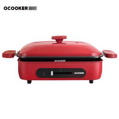 圈厨复古多功能料理锅电烧烤锅煎烤炉网红蒸煮火锅烤肉机一体家用