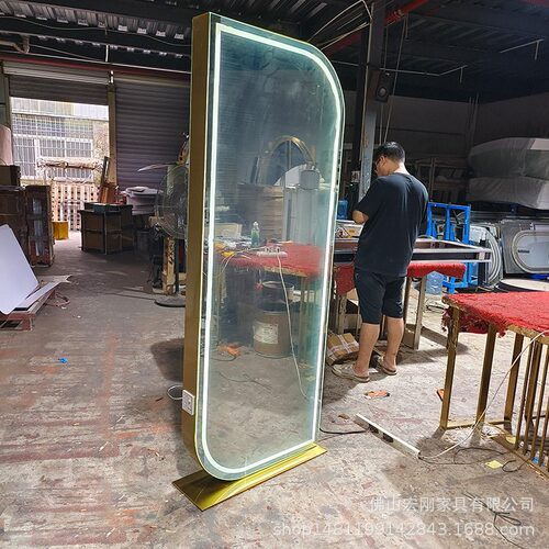 直销新款潮流理发店专用镜子烫染落地镜台发廊不锈钢美发店剪发双