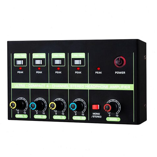 直销4路音频混音器4通道Mini信号混合器DJ音频信号混响乐器话筒扩
