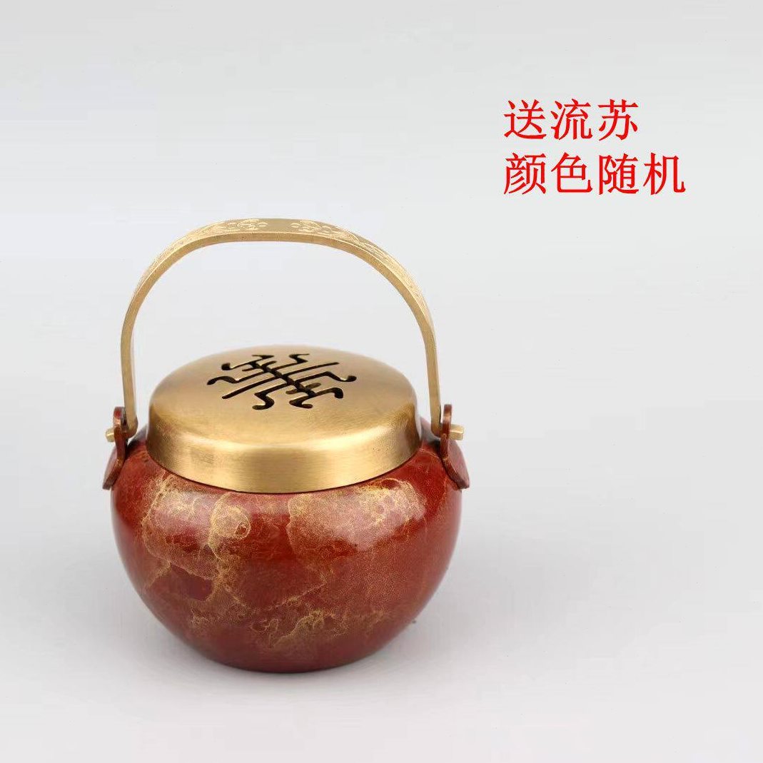 直销创意暖手炉黄铜打篆空熏檀香炉家用室内取暖手提炉仿古大漆手