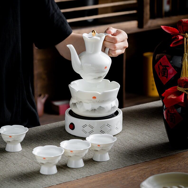 直销羊脂玉瓷酒具套装陶瓷酒温酒壶酒杯整套礼品盒公司伴手礼送