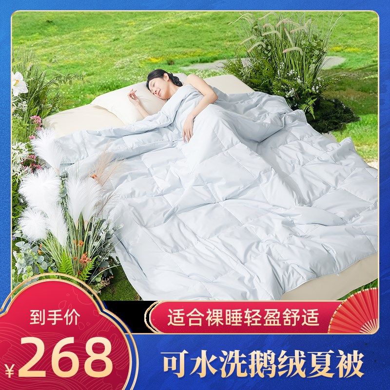 可水洗95白鹅绒夏m被羽绒空调被夏凉被夏季羽绒被春秋被薄被子被