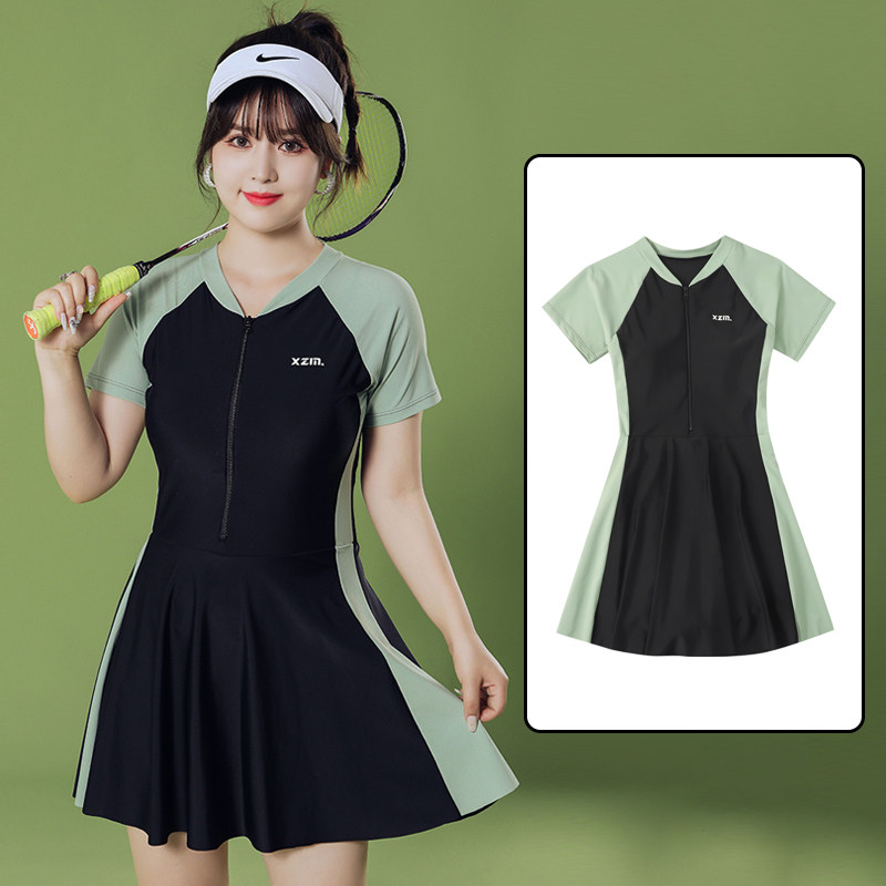 温泉泡澡泳衣遮肉大码泳衣女胖mm连体D2024新款200斤微胖成人泳衣