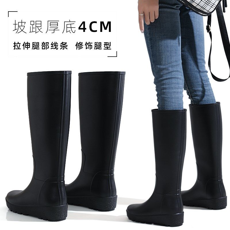 夏季高筒雨靴女时m尚外穿水鞋成人长筒厚底水靴新款防滑防水雨鞋