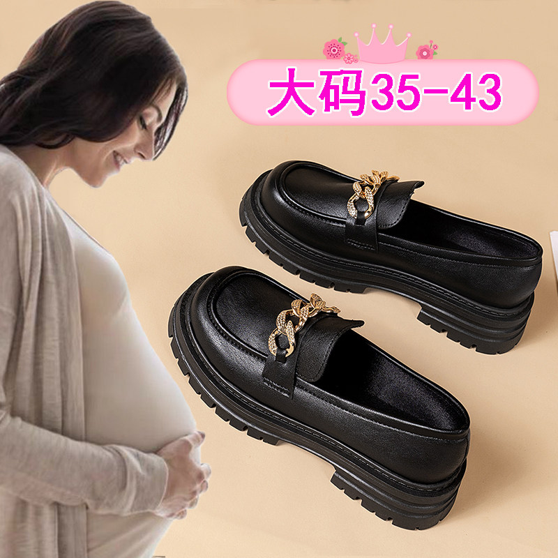 孕妇专用鞋子一脚蹬大尺码r41一43宽松脚浮肿单鞋春秋防滑外穿乐