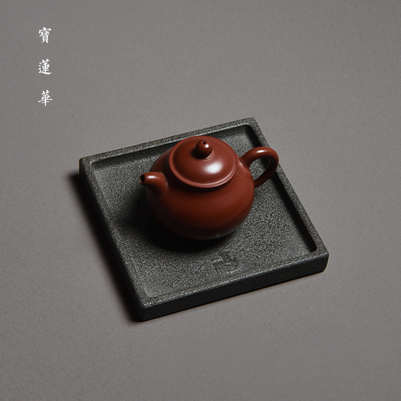 纳福玄武岩原石正方盘 干泡茶盘壶承石托盘养壶托杯托茶托 石茶台