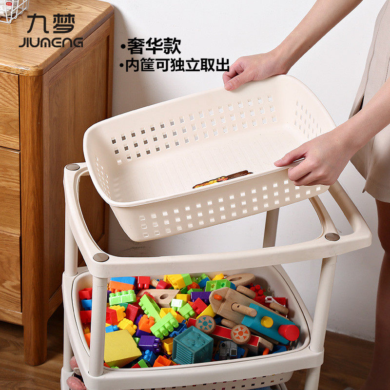 家用小手推车白置物架浴室厨房移动零食婴儿用品收纳储物架工具车