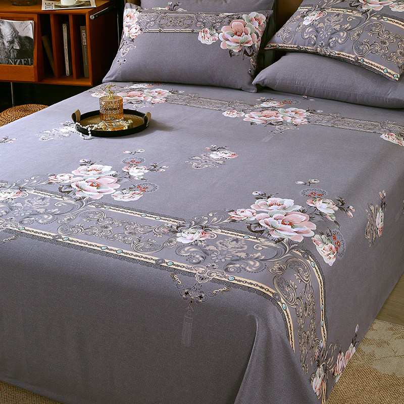 纯棉磨毛床单单件秋冬冬季100全棉被单枕套三件套2024年新款1.8米