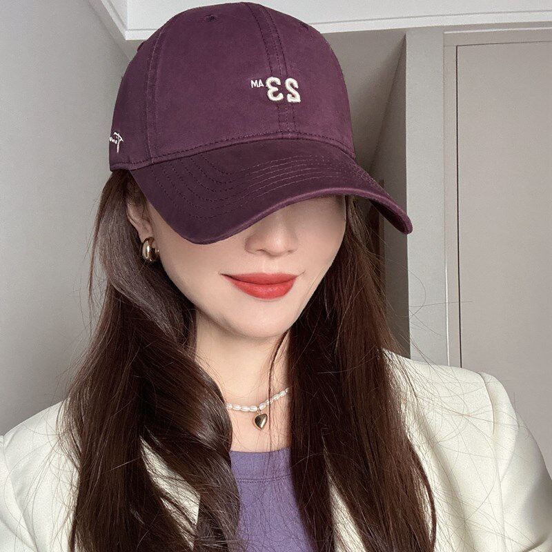 25春夏/加宽帽檐20cm巨显白B酱紫色棒球帽男女款加大版修容显脸小