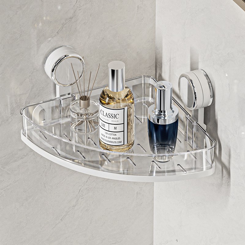 吸盘卫生间转角置物架壁挂式免打孔厕所三角架Q家用沥水浴室收纳