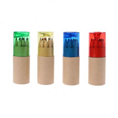 12Pc Wooden 12 Colors Painting Writing Pencils W/ Sharpener