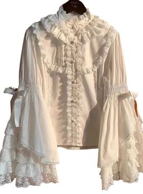 Lolita洋装蕾丝内搭llolita姬袖衬衫长袖jsk新款可爱上衣