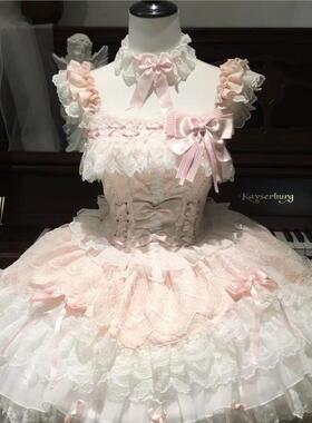 萌糖恋曲Lolita芭蕾风现货洛丽塔裙jsk吊带粉蓝色蛋糕公主裙日常