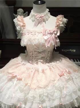 萌糖恋曲Lolita芭蕾风现货洛丽塔裙jsk吊带粉蓝色蛋糕公主裙日常