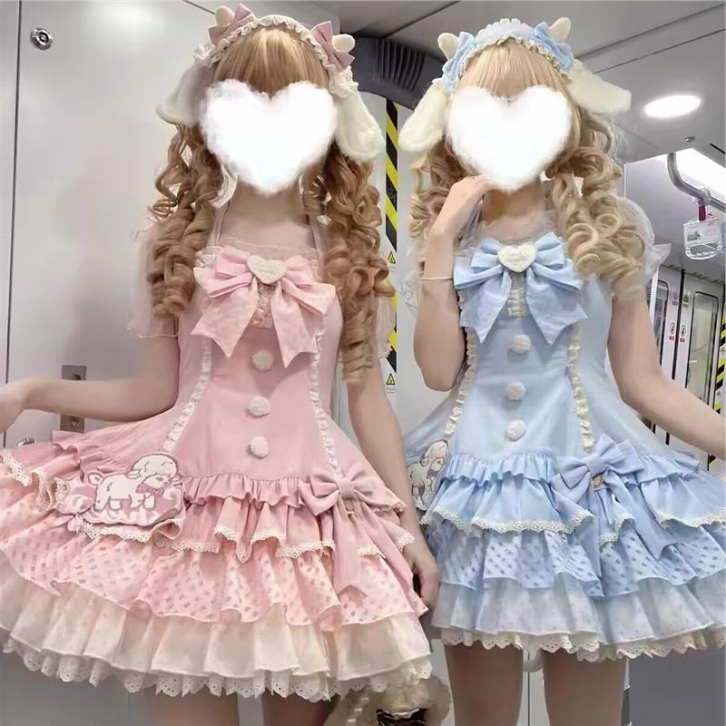 一织小羊原创设计lolita一织羊JSK/挂脖双型双色甜美风洛丽塔裙子图片