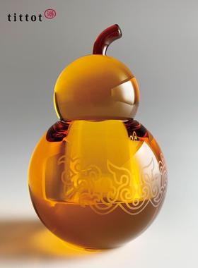 tittot琉园琉璃葫芦摆件招财水晶工艺品办公室桌面装饰精致小礼物