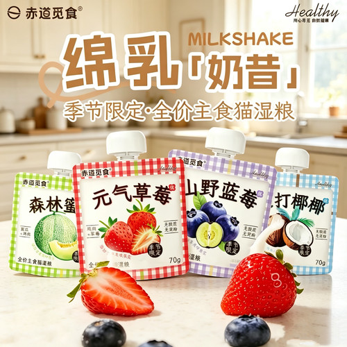 赤道觅食0添加剂主食浓汤包猫咪补水汤罐湿粮罐头羊奶奶昔汤包
